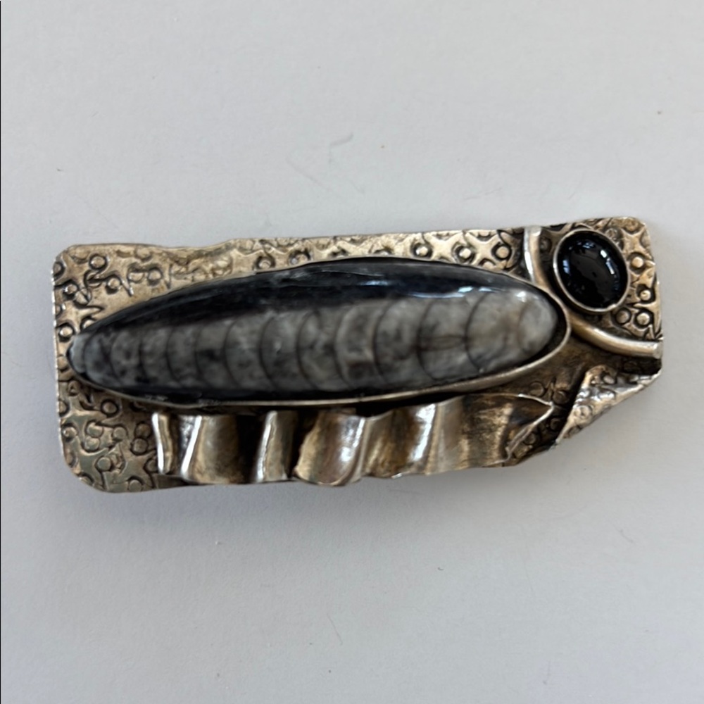 Eve Sterling Artistic Silver and Black Brooch